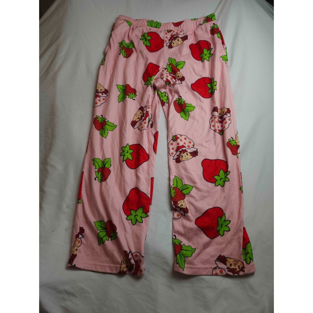 Strawberry Shortcake Pajama Pants Womens L 12/14 Coquette Kawaii Cozy Sleepwear